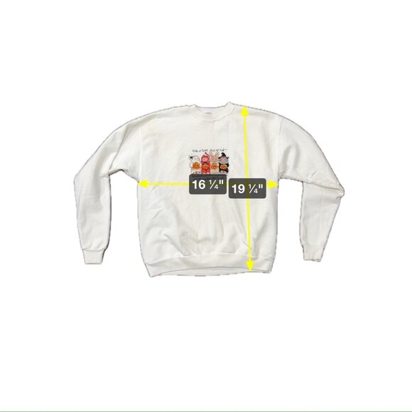 Vintage Fashion Gear Halloween Sweatshirt White Crewneck Cross-stitch Sz Large - Picture 6 of 8